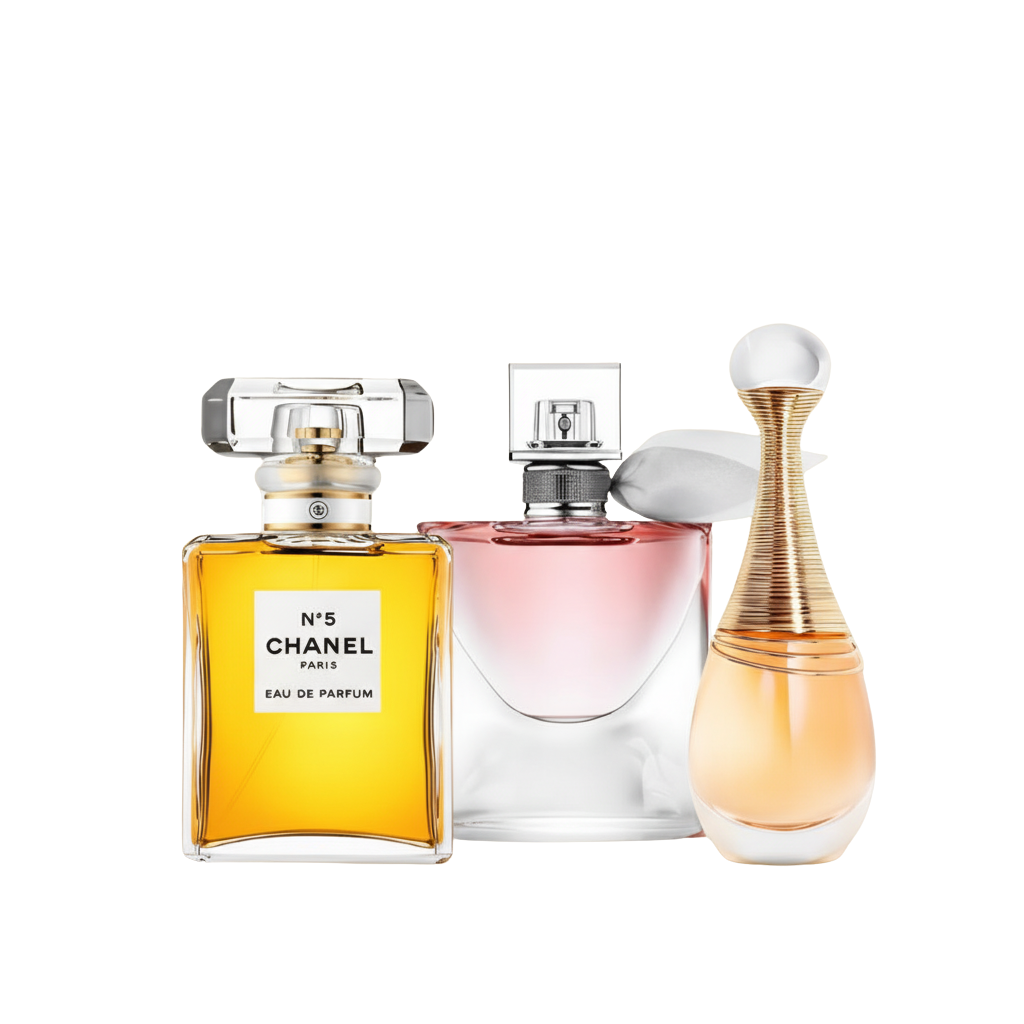 chanel n°5 eau de parfum | lancôme la vie est belle en rose | dior j'adore eau de parfum 100ml